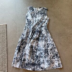 Black and White Sleeveless A-Line Midi Dress